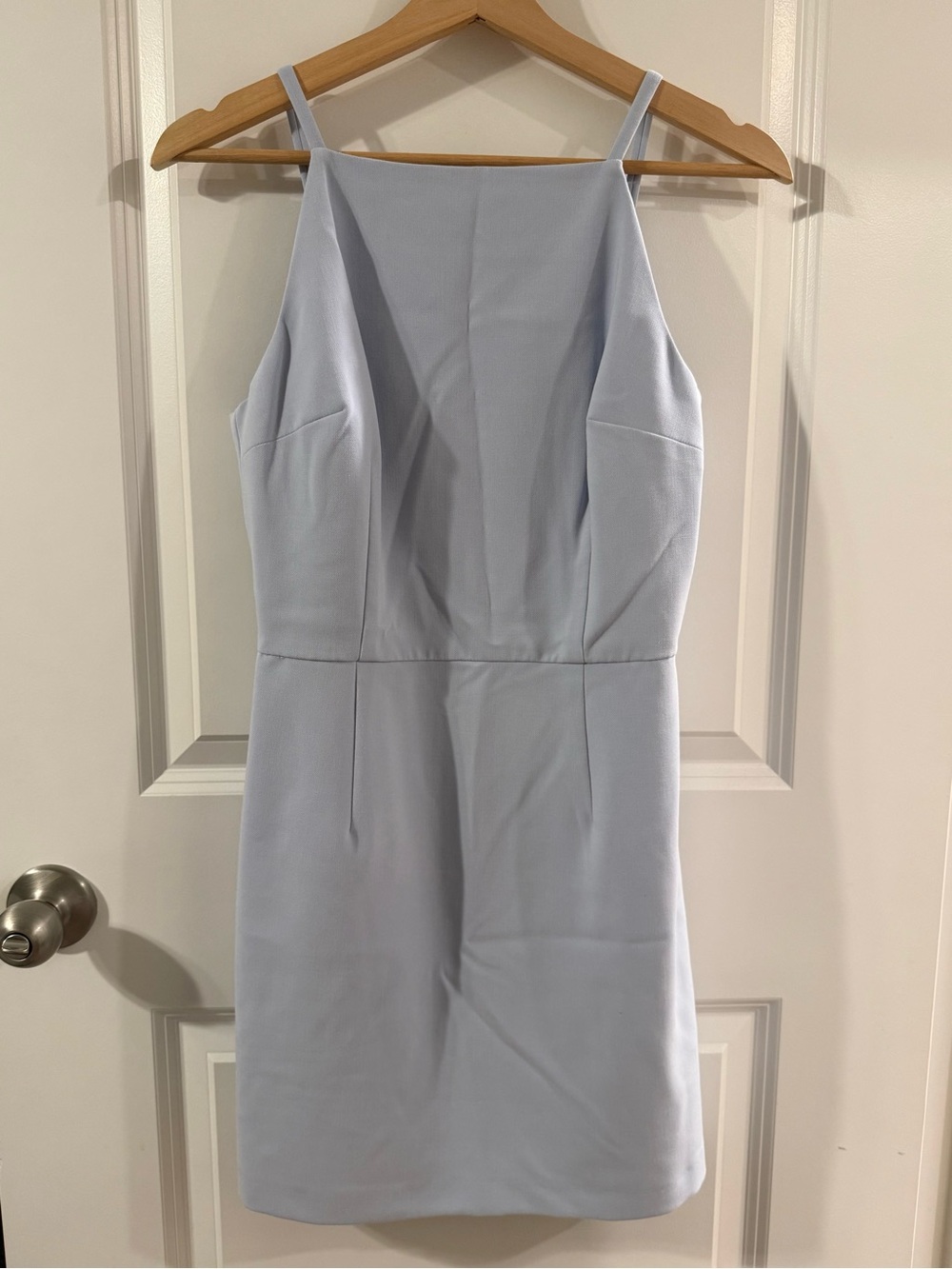 French Connection Light Blue High Neck Sleeveless Mini Sheath Dress Formal Sz 8